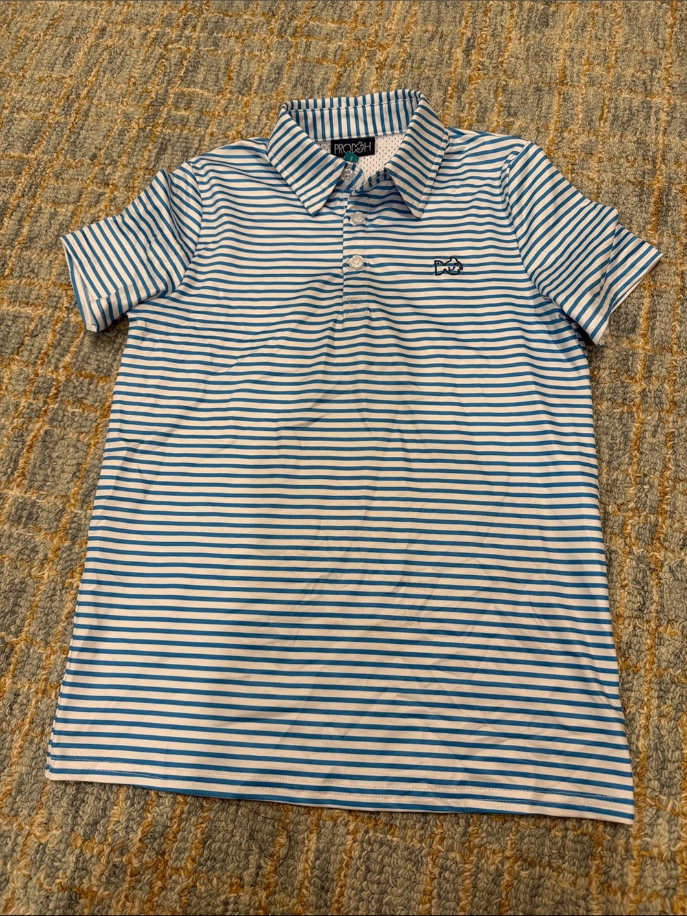 Prodoh Kids Blue & White Striped Polo Shirt size XS EUC
